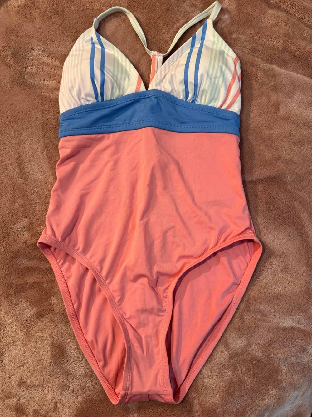NWT Carve Designs Dahlia One Piece Swimsuit, Sunny Stripe w/ Grapefruit, Size M
